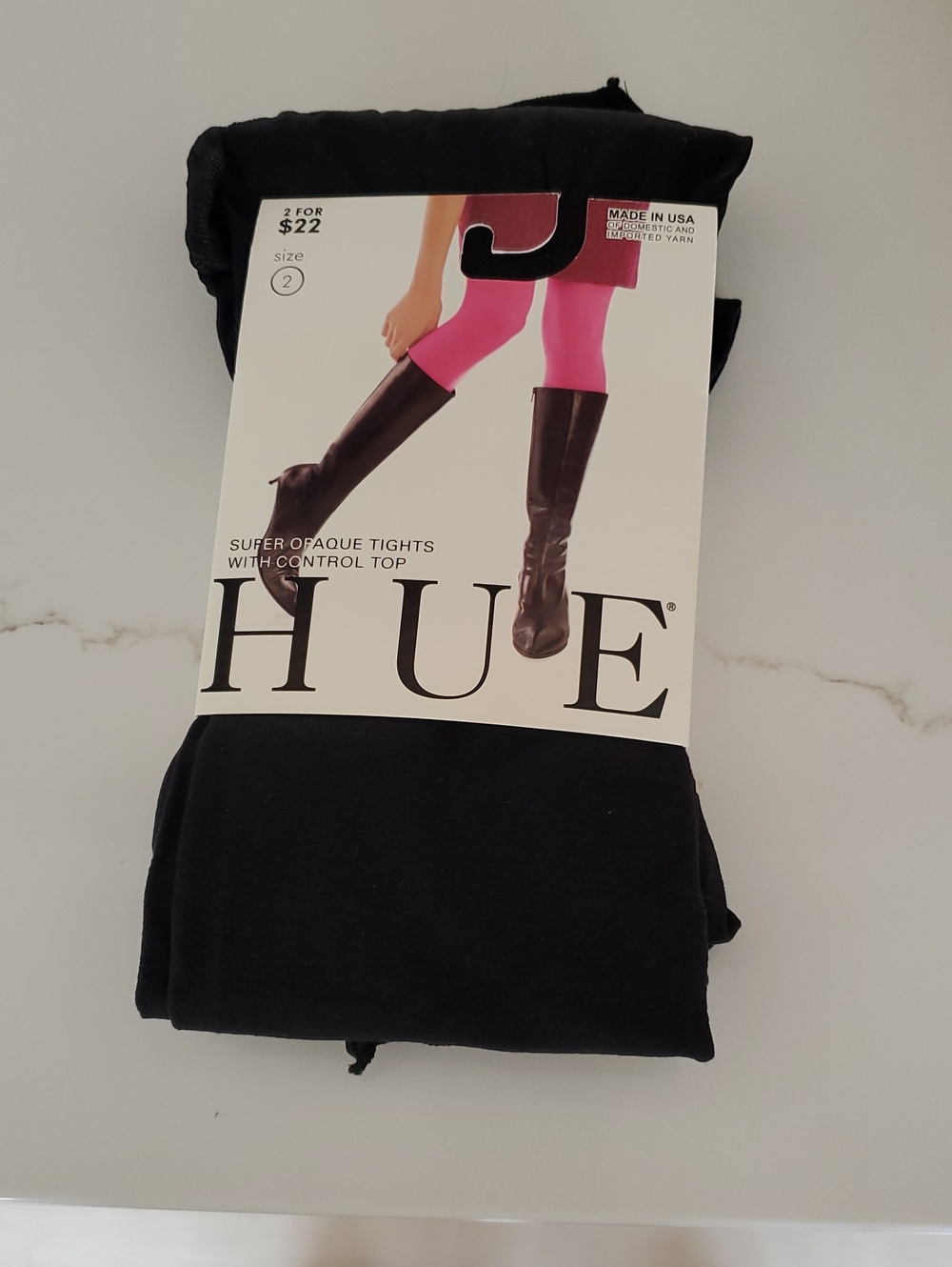 HUE Super Opaque Control Top Tights - Black